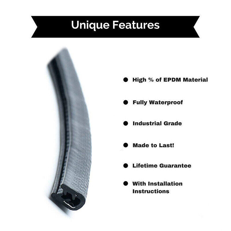 4.5M Car Door Boot Edge Protector Strip Trim U Shape Guard Seal Rubber Black UK