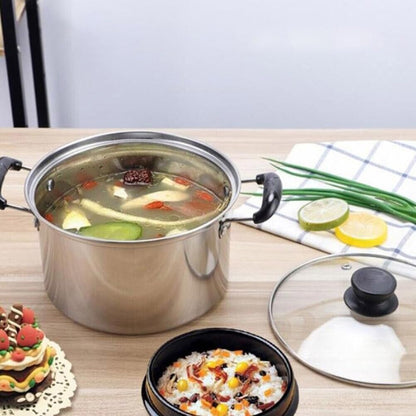 5PCS Stainless Steel Saucepan Induction Cooking Pot Cooker Cookware Kitchen