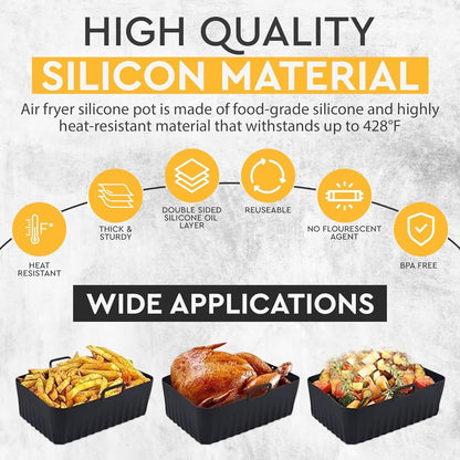 2 PCS Air Fryer Silica Gel Baking Pan Dual Basket Liner Handle Baking Oven New