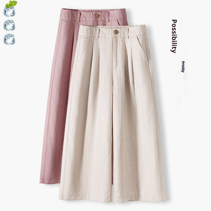 Thin Casual Straight-leg Cotton And Linen Wide-leg Pants