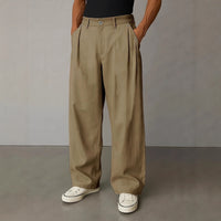 Mens Stylish Solid-color Casual Straight-leg Pants