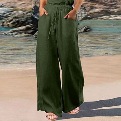 Loose Cotton And Linen Wide Leg Pants