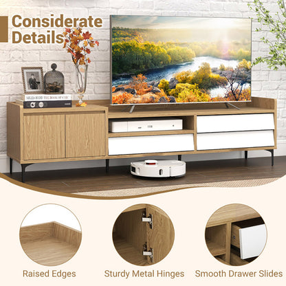 TV Stand For TVs Up To 80 Inch Mid Century Modern Entertainment Center With Storage Cabinet