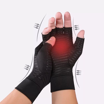 Anti Arthritis Fingerless Copper Compression Gloves Hand Support Pain Relief UK
