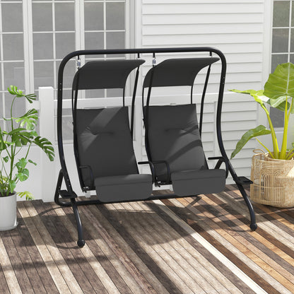 2-Seater Outdoor Porch Swing with Canopy, Patio Swing Chair for Garden, Poolside, Backyard, Gray