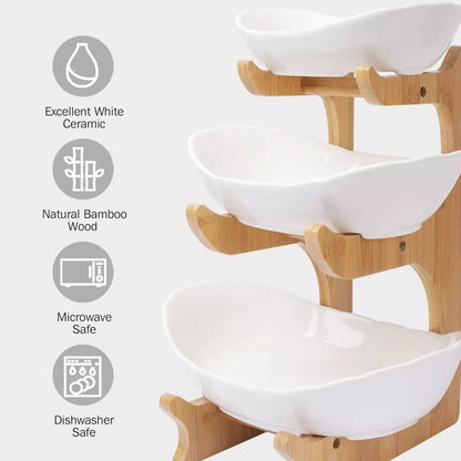 Multifunction Fruit Basket 3Tier Ceramic Bowl Countertop Fruit Bowl Vegetable