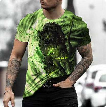 Retro 3D Animal Print Men's Short-sleeved T-shirt