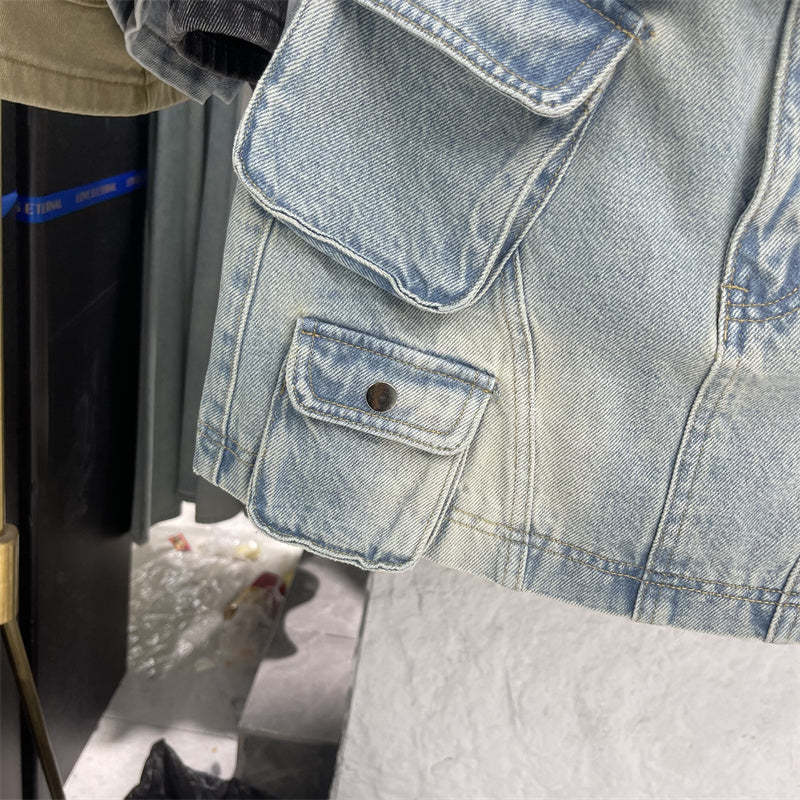 Retro Anti-exposure Workwear Multi-pocket Hip Skirt