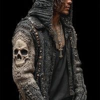 AutumnWinter Hooded Knitwear With 3D Digital Print