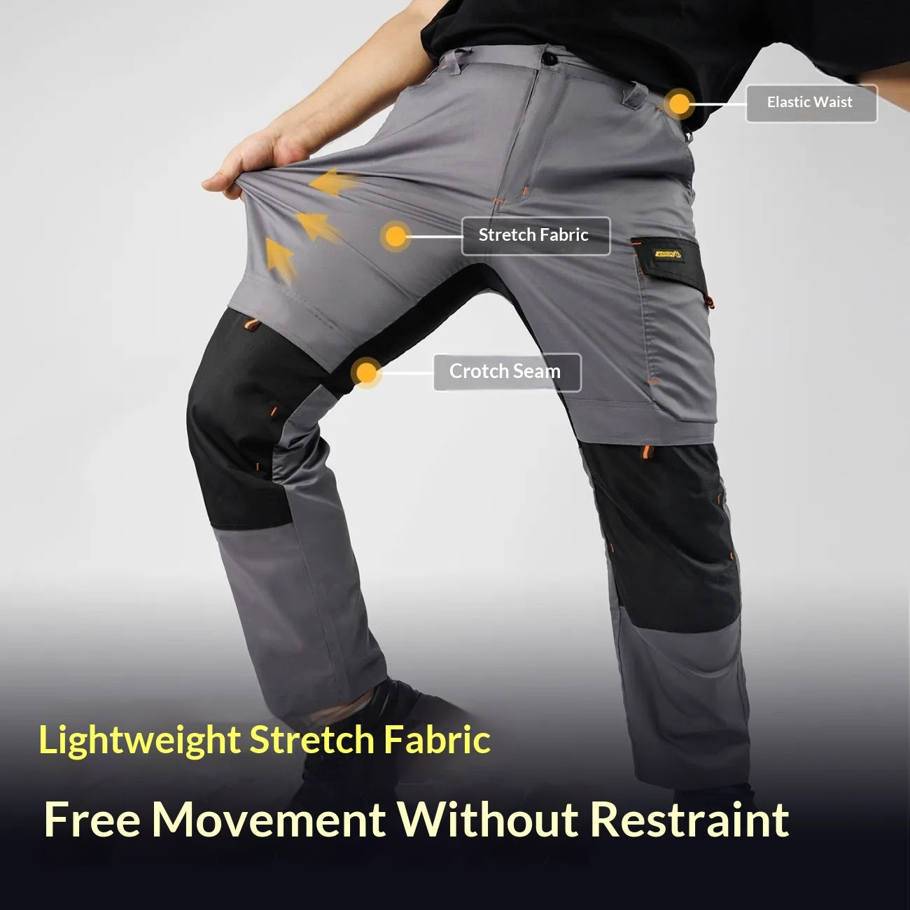 Abrasion-resistant, Multi-pocket Loose-fit Work Pants With Reflective Strips For Electricians And Mechanics