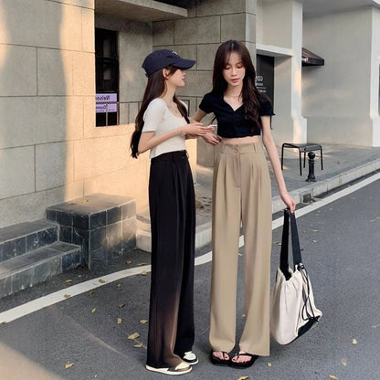 New High Waist Drooping Straight Pear Shapes Pants