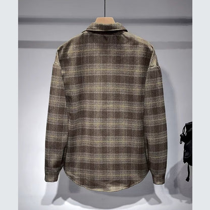 Men's Fashionable Lapel Casual Plaid Shirt