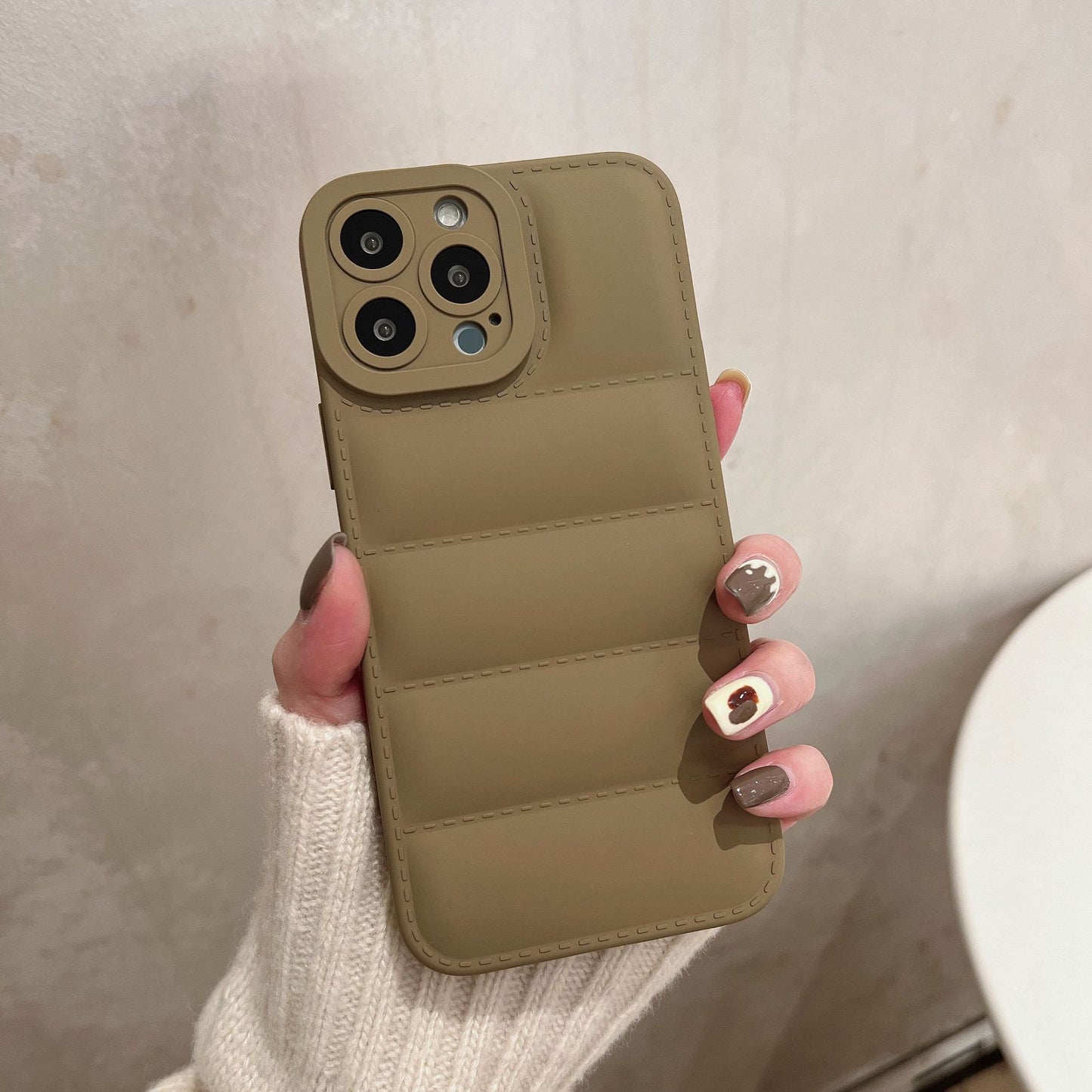 Fashion Solid Color Down Jacket Phone Case