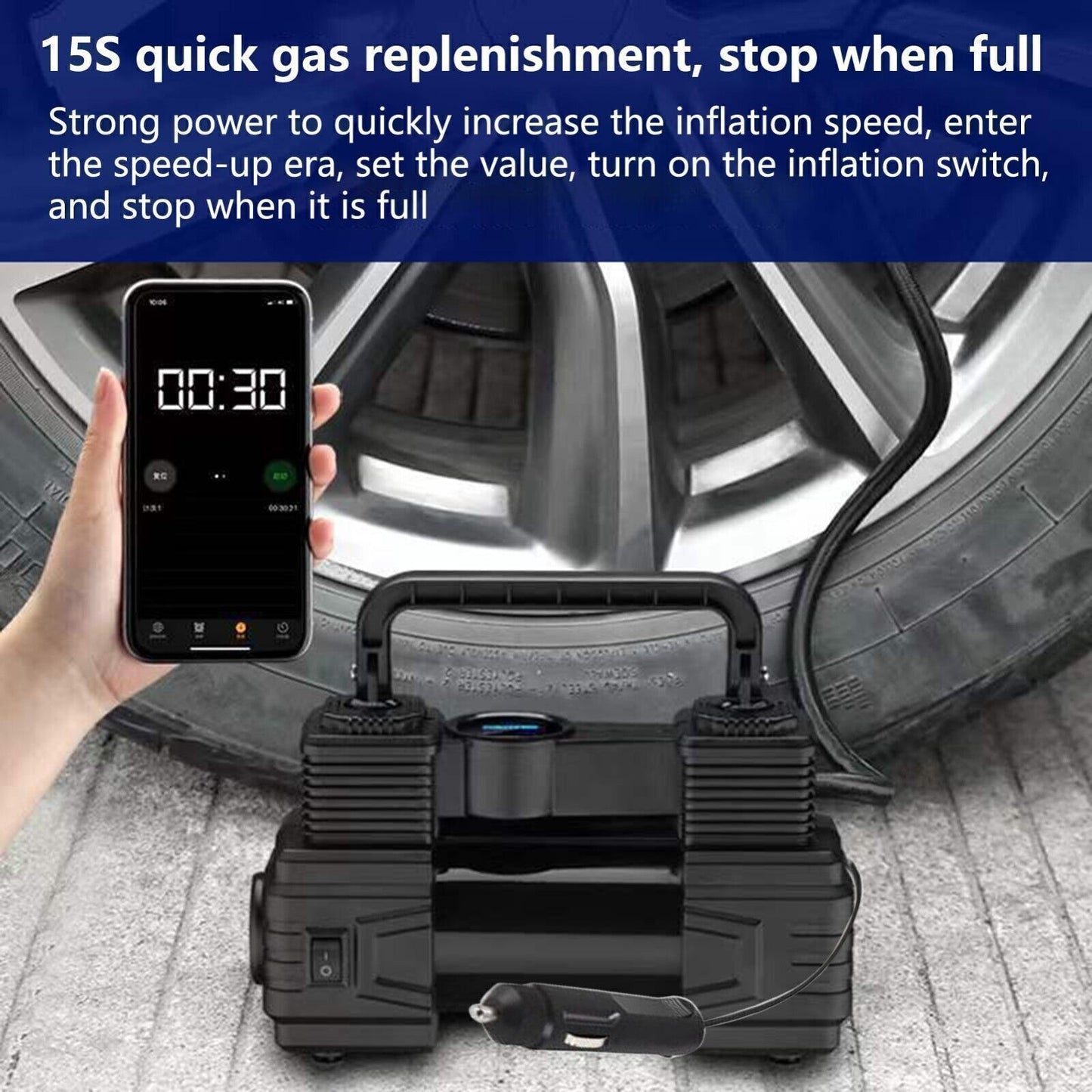 Air Compressor 12V Heavy Duty Portable Electric Car Tyre Inflator 150PSI UK
