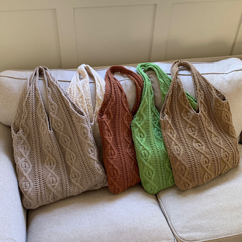 Retro Knitted Bag Handmade Wool Weaving