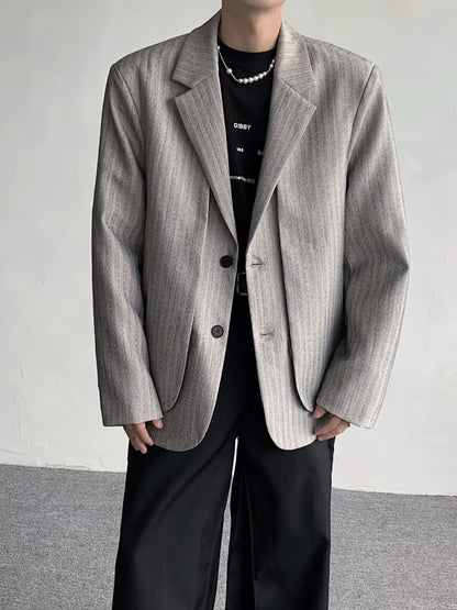 Men's Elegant Striped Faux Two-piece Blazers