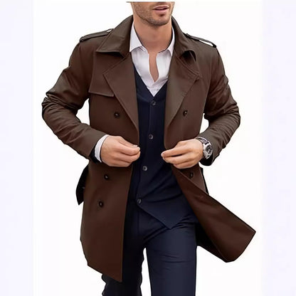 Men's Coat Mid-length Double Breasted European And American