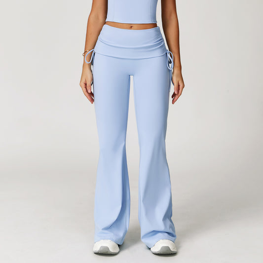 Fold High Waist Flared Pants Nude Feel Wide Leg Slimming Trousers Women