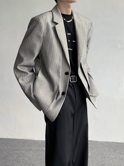 Men's Elegant Striped Faux Two-piece Blazers