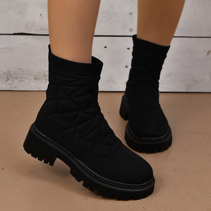 Flying Woven Plus Size Thick Bottom Casual Outdoor Martin Boots