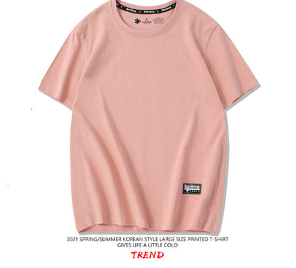 Drop-Shoulder Pure Cotton Short-Sleeve Unisex Solid-Color Blank Shirt