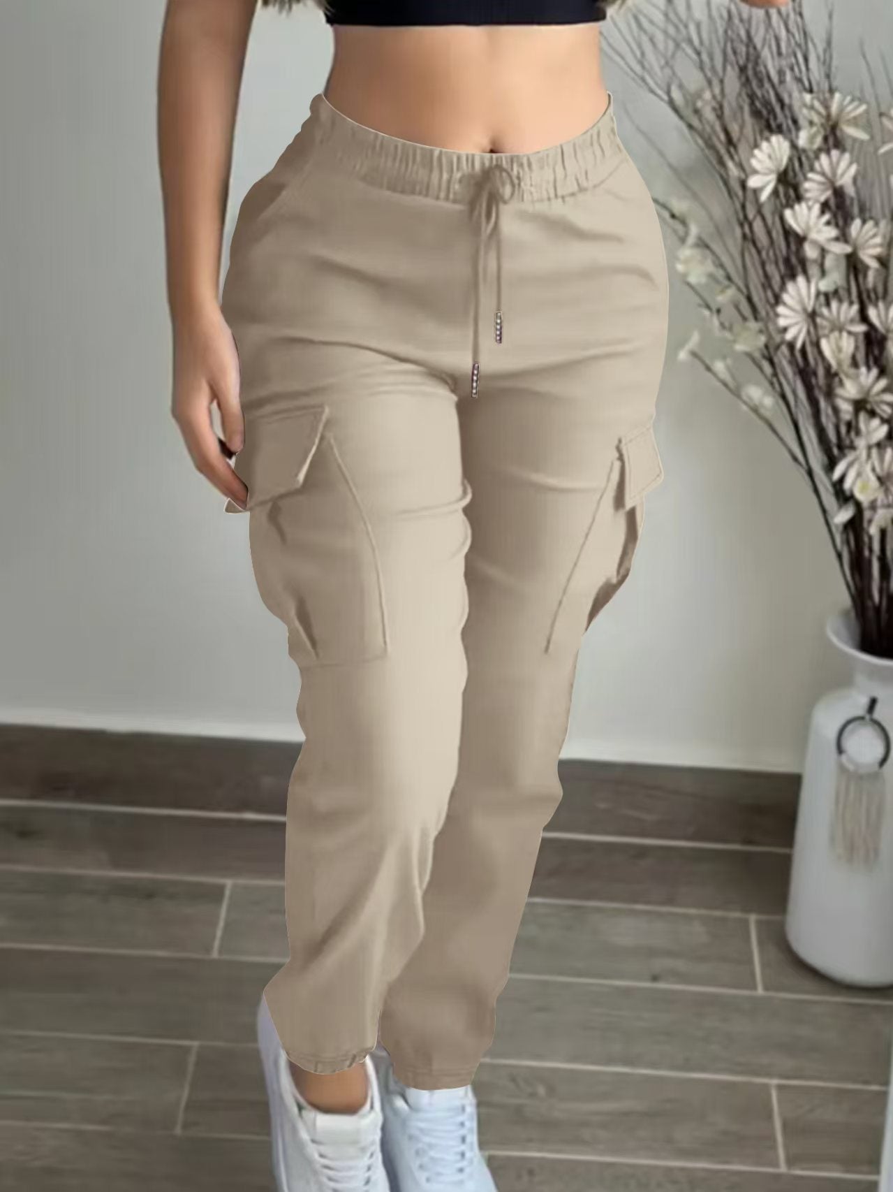 Mountaineering Fashion Drawstring Women's Leisure Cargo Trousers