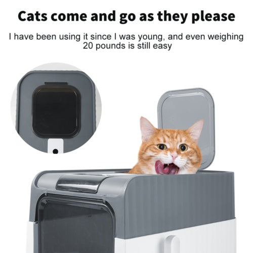 Grey Large Cat Litter Box Cat Pan Drawer Anti-Splashing Cat Potty Tray Cleaning