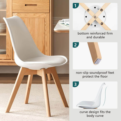 PU Leather Upholstered Dining Chairs With Wood Legs, Set Of 4 For Kitchen, Dining, Living Room
