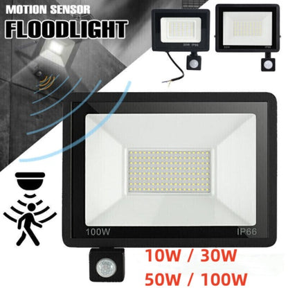 Outdoor Garden Floodlight With Sensor LED PIR Motion Security Lights Waterproof