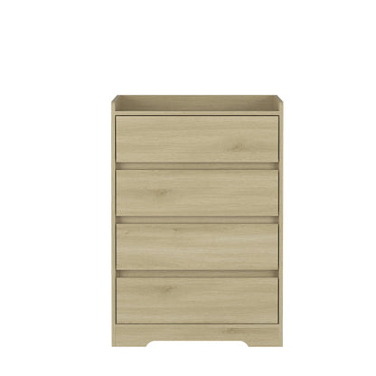 4 Drawer Dresser, Chest Of Drawers Without Handle,Dresser For Bedroom Waterproof, Modern Wooden Cabinet With Sturdy Frame For Living Room, Entryway, Bedroom, Hallway, Office