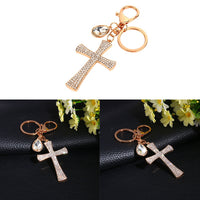 Cross Crystal Rhinestone Key Ring Charm Pendant Purse Bag Cute Keychain HighQ