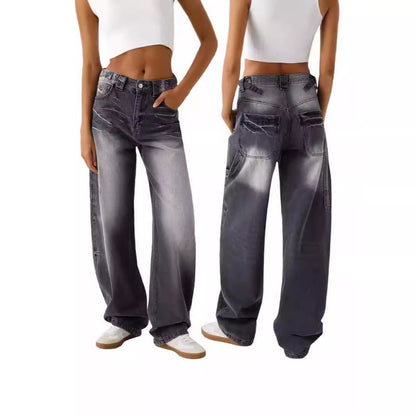 Loose Fashion Personalized Wide-leg Jeans For Women