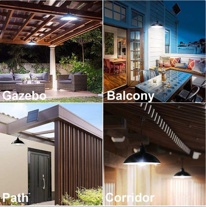 LED Solar Powered Pendant Hanging Light Lamp Outdoor Garden Yard Shed Lighting