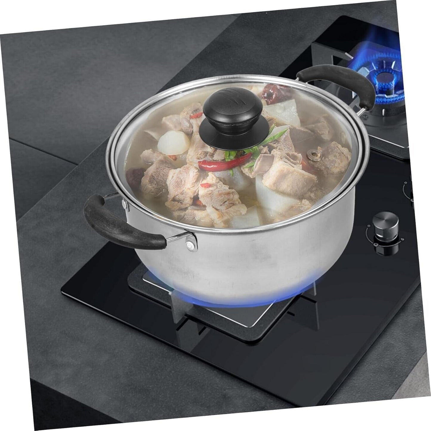 5PCSSet Stainless Steel Saucepan Induction Cooking Pot Cooker Cookware Kitchen