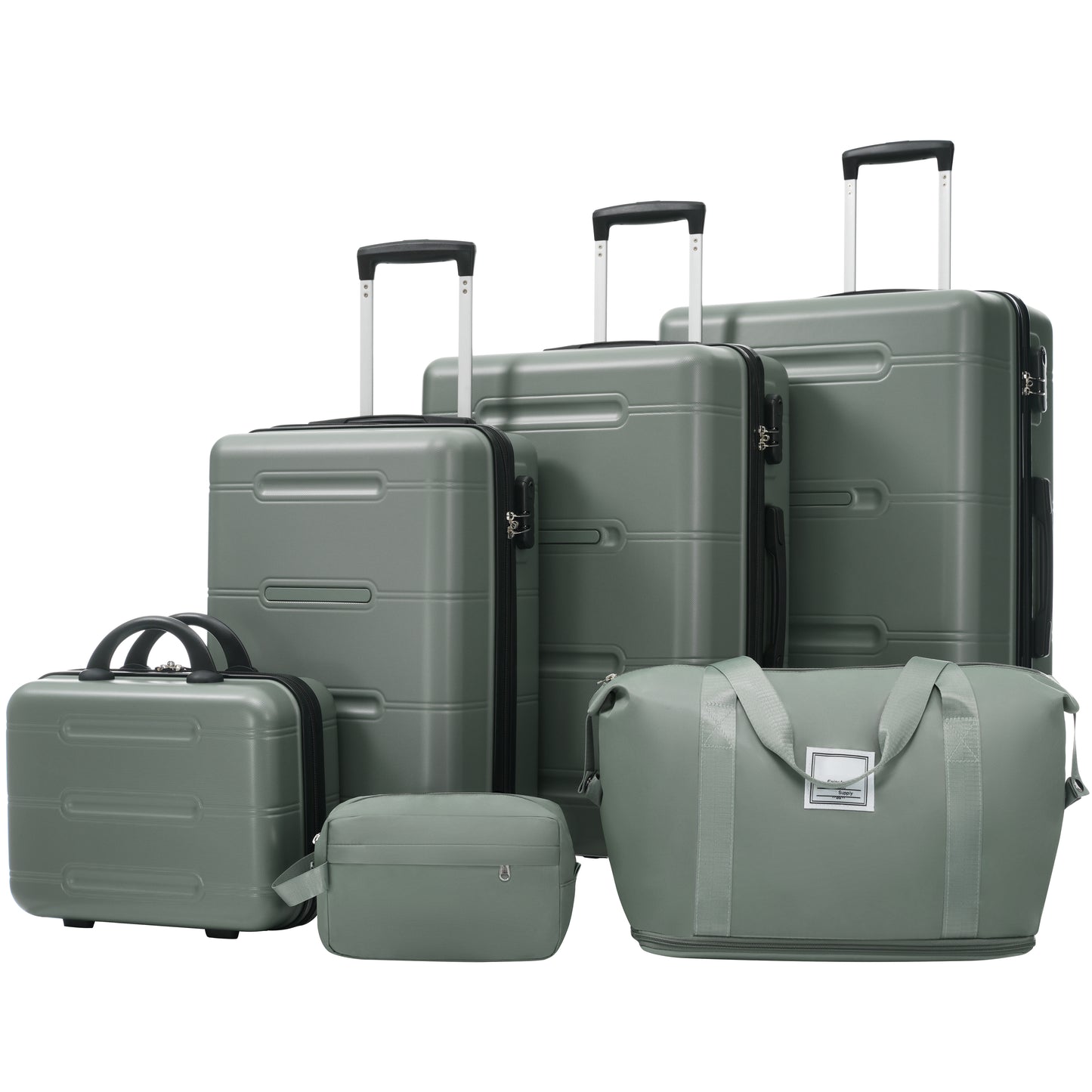 6 Piece Luggage Set,Lightweight Hardshell Suitcase With Double Spinner Wheels Handle Password Lock,14 IN Cosmetic Case 20-24-28 IN Luggages With Duffel Bag And Toiletry Bag