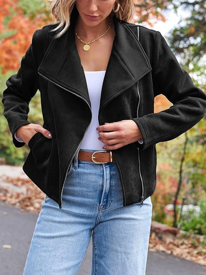 Fashion Casual Short Motorcycle Suede Jacket