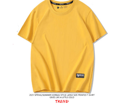 Drop-Shoulder Pure Cotton Short-Sleeve Unisex Solid-Color Blank Shirt