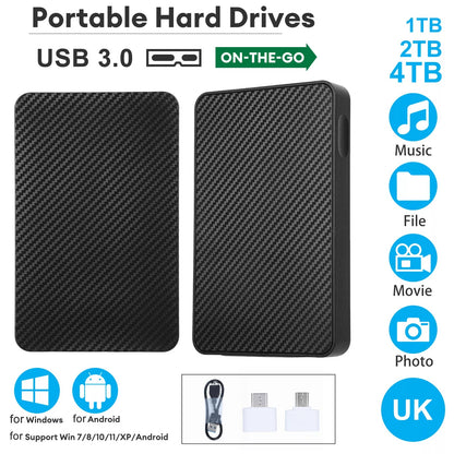 2-4TB 2.5-INCH SATA HARD DISK DRIVE PORTABLE HIGH SPEED USB 3.0 EXTERNAL HDD
