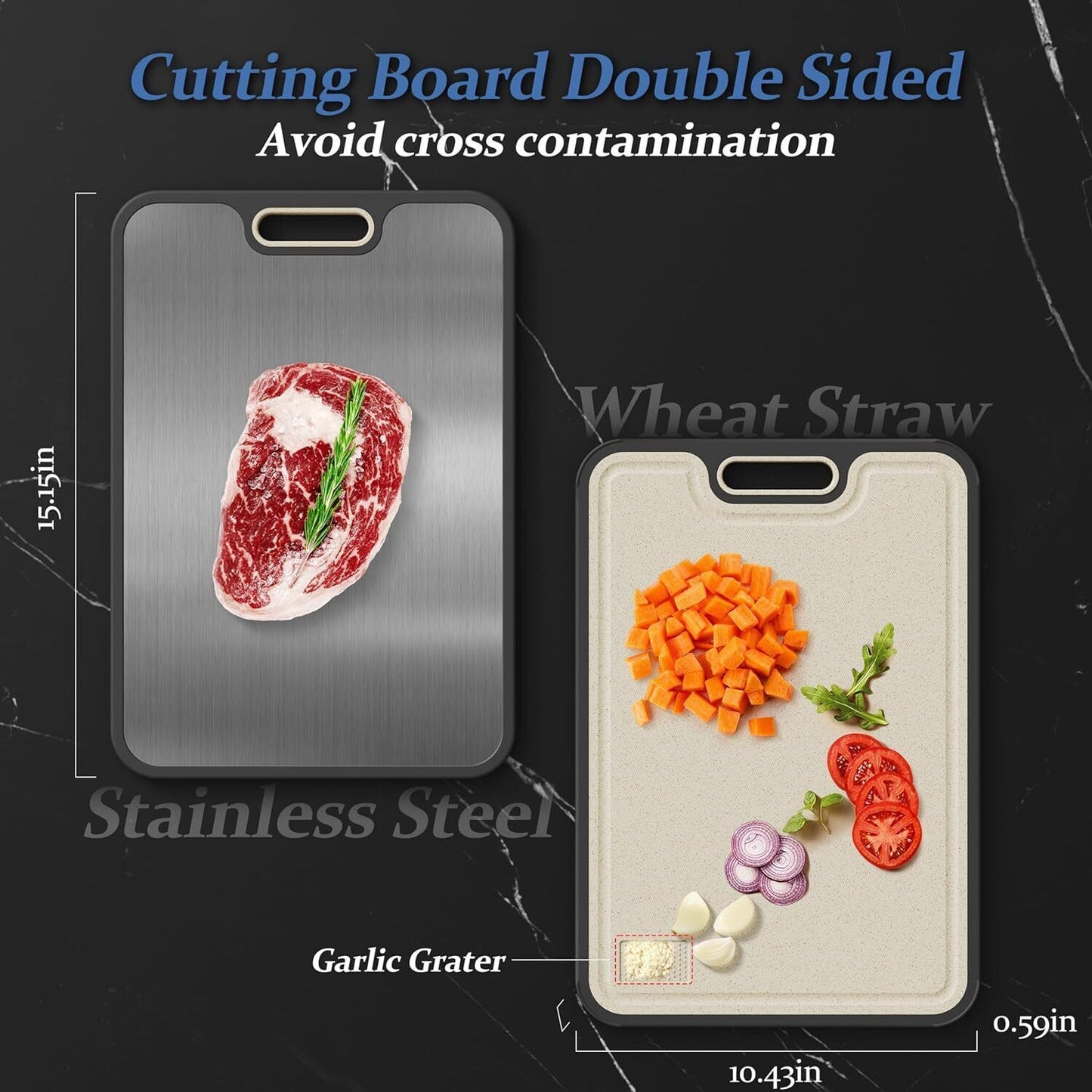 Stainless Cutting Board Double-Sided Titanium Cutting Boards For Kitchen Camping