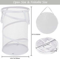 Large Collapsible Laundry Basket Foldable Mesh  Up Hamper With Handles For Laundry Room, Bath, Kids Room, College Dorm, Travel, Storage Organizer White