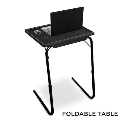 Portable Folding Table Adjustable Table Desk For TV Dinner Laptop Tray Sofa