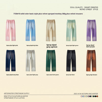 Spray Dyed Distressed Men's Trousers Bright White Washed And Worn Casual Pants