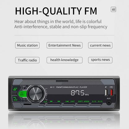Single 1 Din Car Stereo Radio Bluetooth MP3 Player In-dash Head Unit FM-USB-AUX