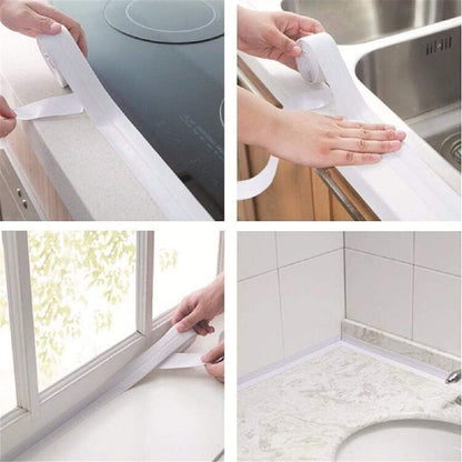 1-3X WATERPROOF SEALING TAPE ADVE WHITE BATHROOM KITCHEN LEAK PVC 22MM X 3.2MHESI