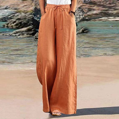 Loose Cotton And Linen Wide Leg Pants