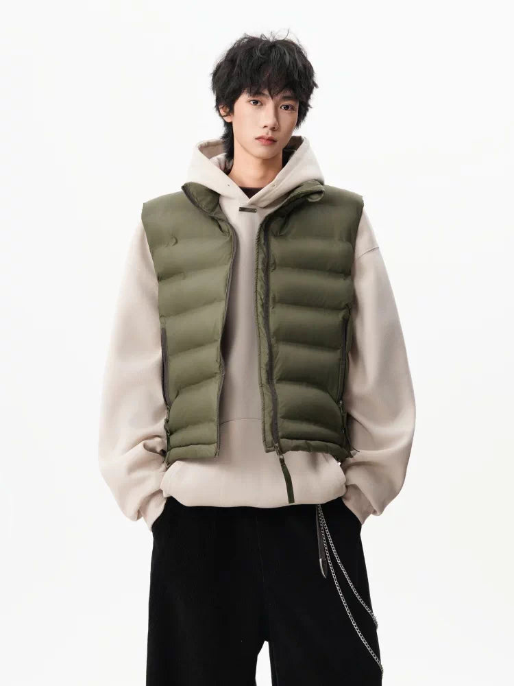 American Style Button-down Solid-color Cotton Jacket Vest