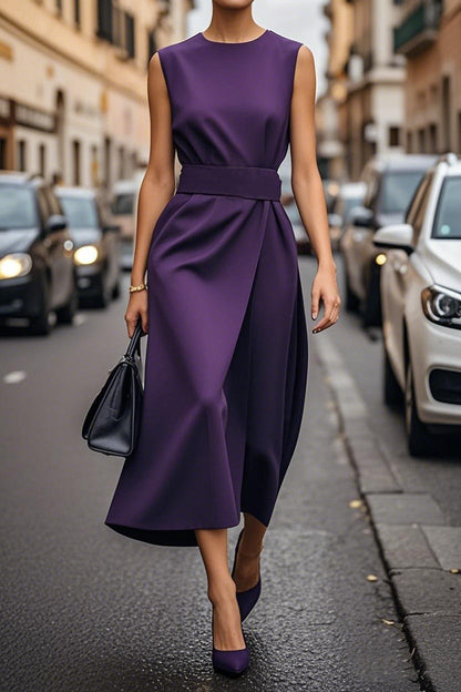 Summer Irregular Sleeveless Dress With Belt Fashion Temperament Slim Back Zipper Dresses For Women Clothing