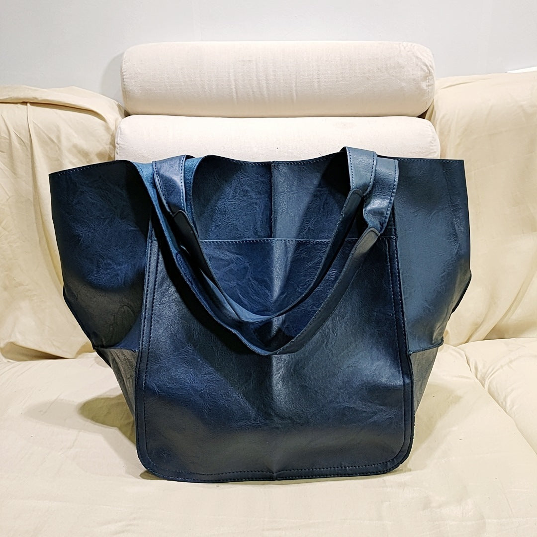 Vintage Large Capacity Handbags PU Soft Leather Big Bag Designer Luxury Women Shoulder Bag Beach On Vacation Woman Tote Bag