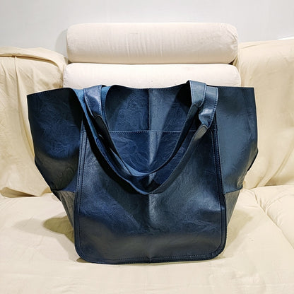 Vintage Large Capacity Handbags PU Soft Leather Big Bag Designer Luxury Women Shoulder Bag Beach On Vacation Woman Tote Bag