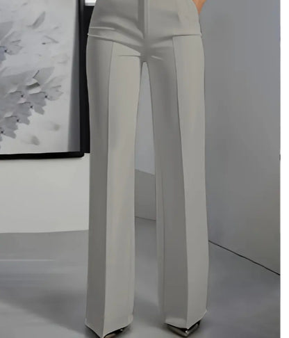 Women's White Minimalist Pants Made Of Polyester